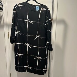 CECE BOW PRINT MINI SHIFT SHEATH DRESS with TIE SLEEVES